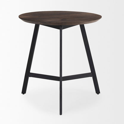Todd Dark Brown Wood W/ Metal Legs Side Table
