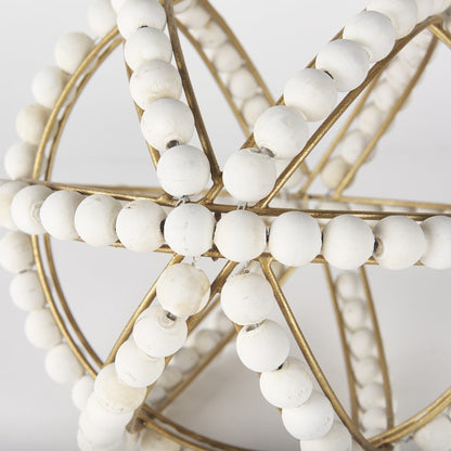 Espanlade II Large 11L x 11W White Wooden Beaded Orb