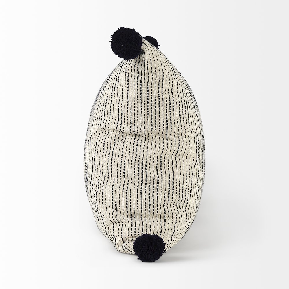 Krystal 18 x 18 Cream/Black Pom Pom Decorative Pillow Cover