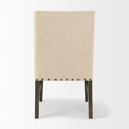 Kensington I  Cream Fabric and Solid Wood Dining Chair