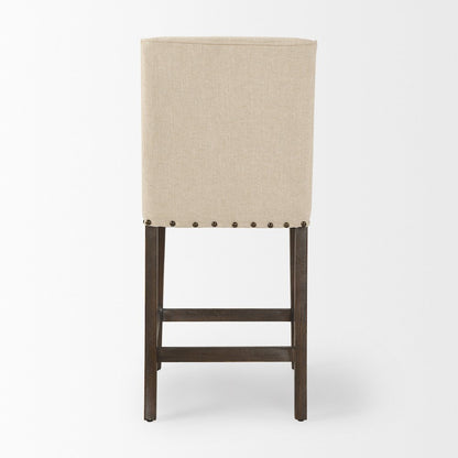 Kensington Cream Fabric Seat Brown Wood Frame Counter Stool