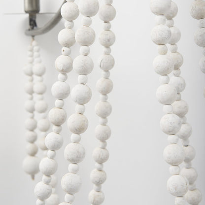 Selma White Wood Bead and Metal Chandelier