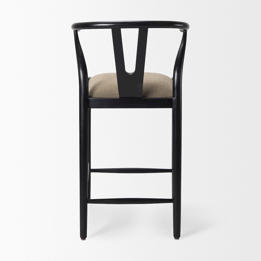 Trixie Black Wood Frame w/ Gray Upholstered Seat Counter Stool