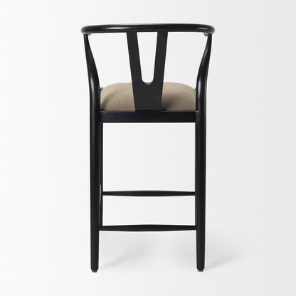 Trixie Black Wood Frame w/ Gray Upholstered Seat Counter Stool