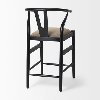 Trixie Black Wood Frame w/ Gray Upholstered Seat Counter Stool