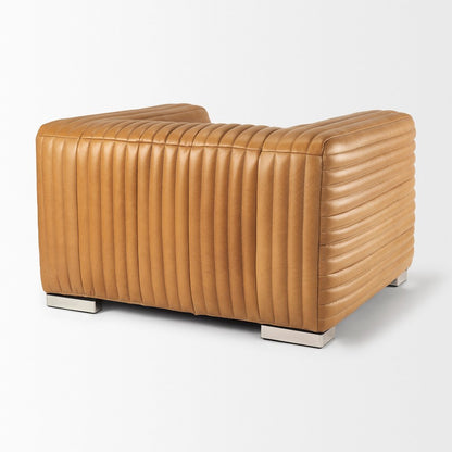 Ricciardo Cognac Leather Upholstered Arm Chair