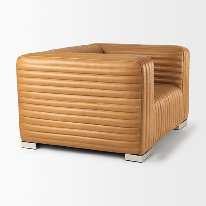 Ricciardo Cognac Leather Upholstered Arm Chair