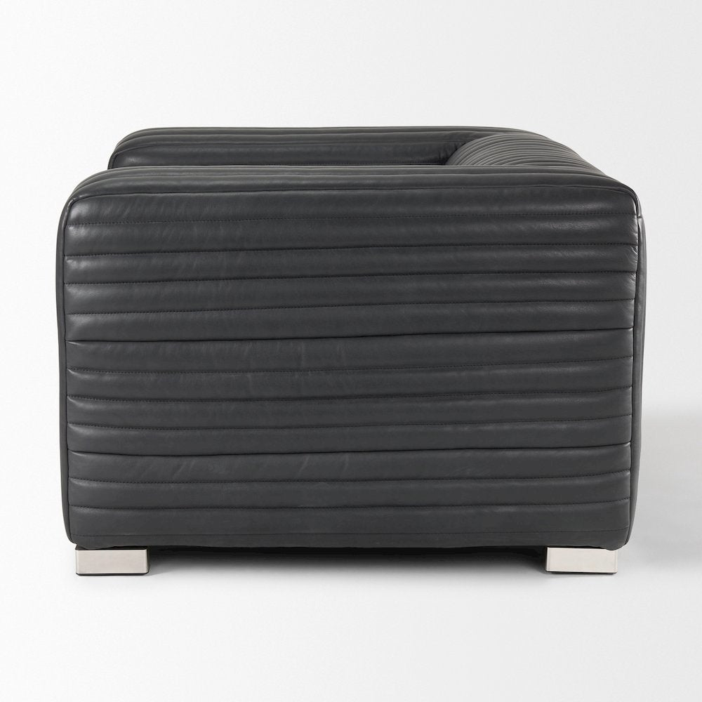 Ricciardo Black Leather Upholstered Arm Chair