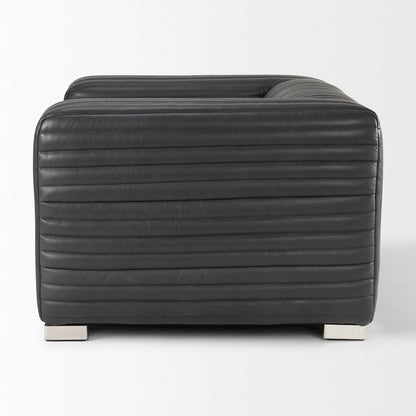 Ricciardo Black Leather Upholstered Arm Chair
