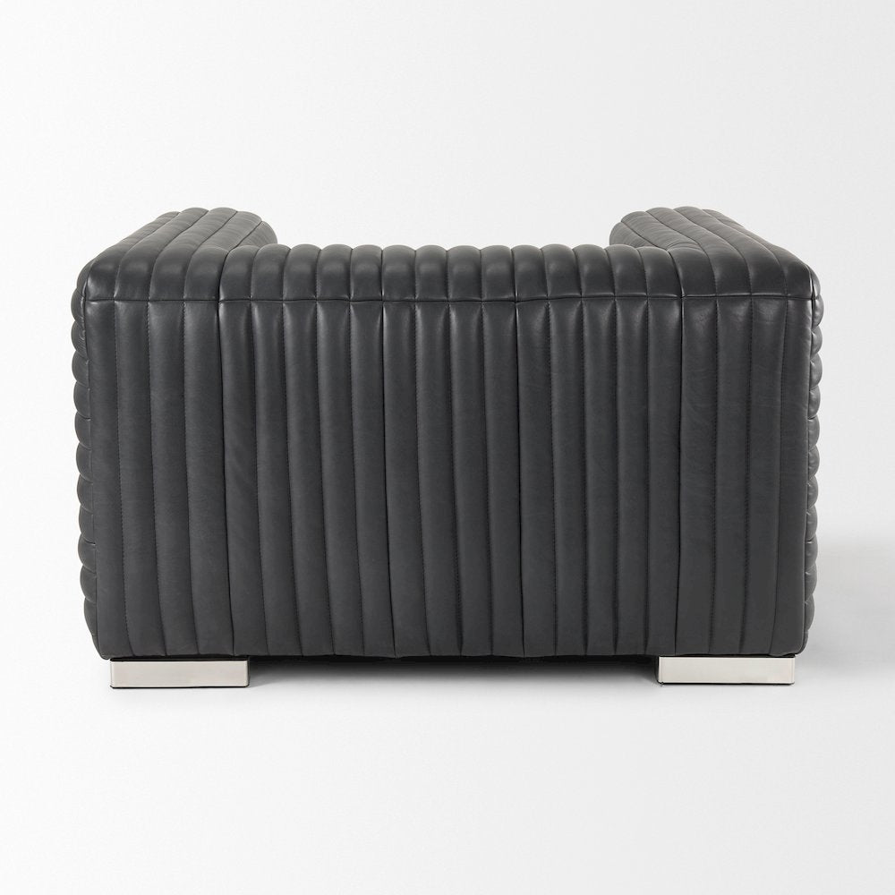Ricciardo Black Leather Upholstered Arm Chair