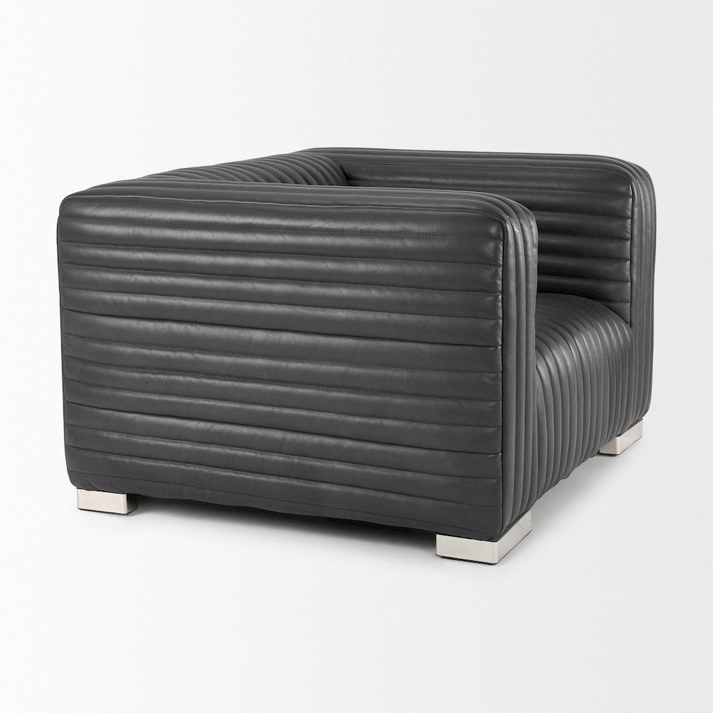 Ricciardo Black Leather Upholstered Arm Chair