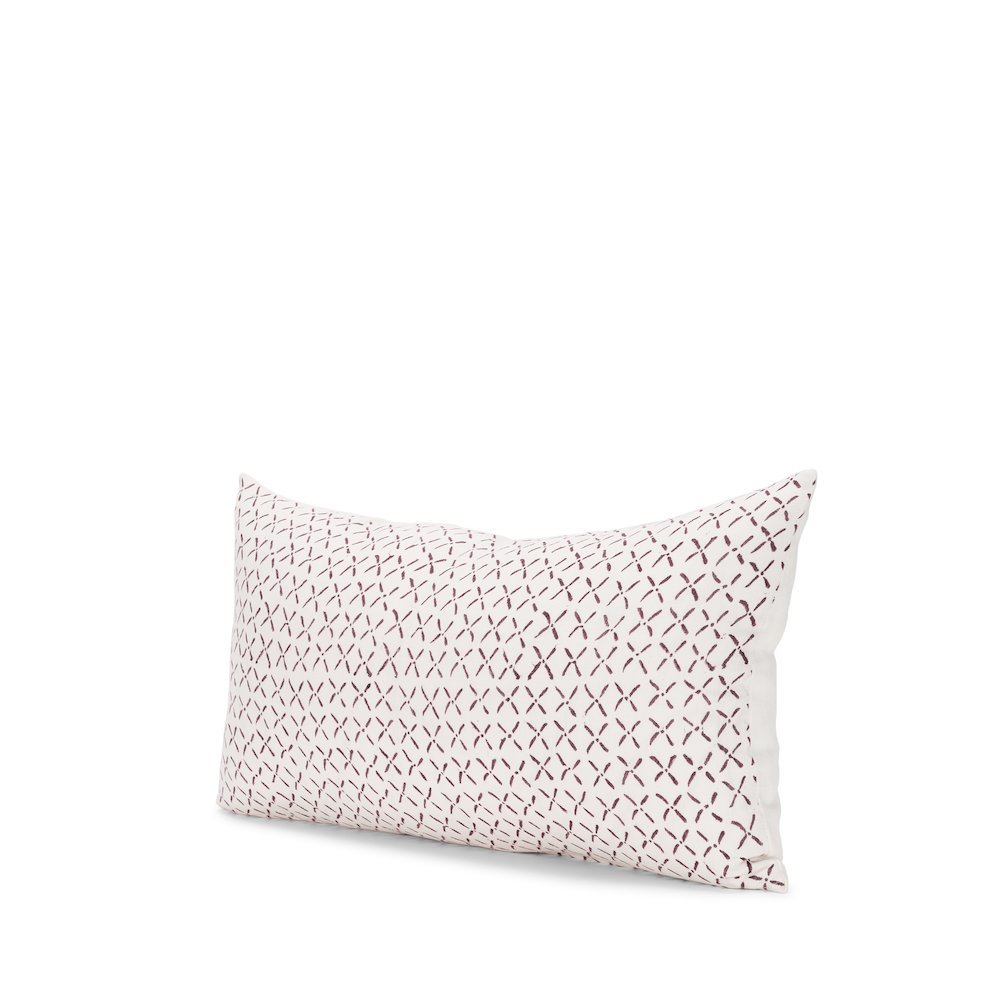 Jayden Cream w/ Merlot Print Linen Lumbar Decorative Pillow Cover