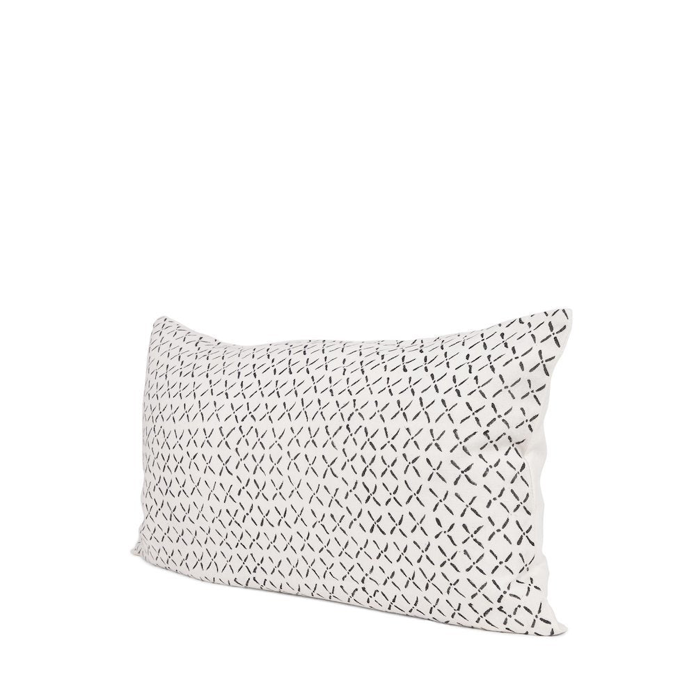 Jayden Cream w/ Black Print Linen Lumbar Decorative Pillow Cover