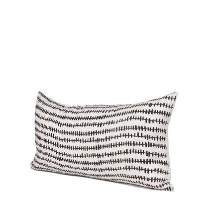 Jenna Cream w/ Black Print Linen Lumbar Decorative Pillow Cover