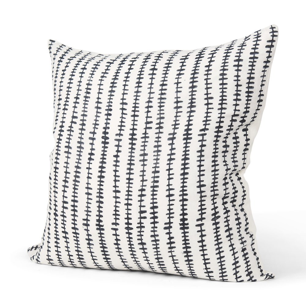 Jenna Cream w/ Black Print Linen Square Decorative Pillow Cover