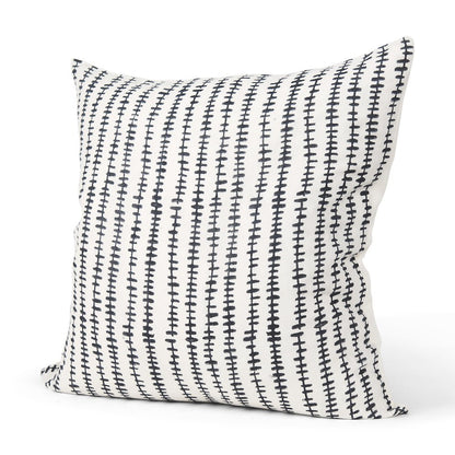 Jenna Cream w/ Black Print Linen Square Decorative Pillow Cover