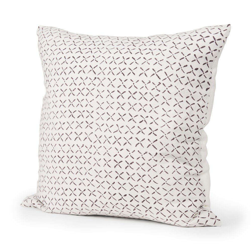 Jayden Cream w/ Merlot Print Linen Square Decorative Pillow Cover