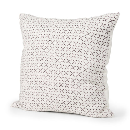Jayden Cream w/ Merlot Print Linen Square Decorative Pillow Cover