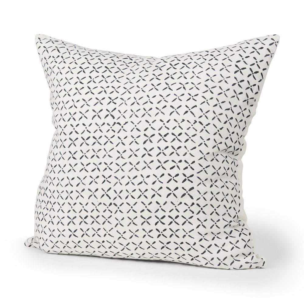 Jayden Cream w/ Black Print Linen Square Decorative Pillow Cover
