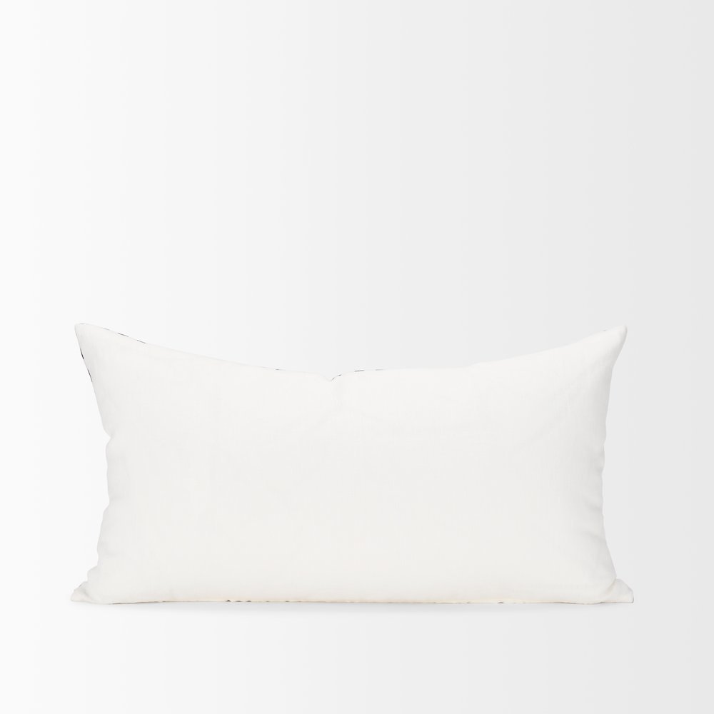 Jolie Cream w/ Black Print Linen Lumbar Decorative Pillow Cover