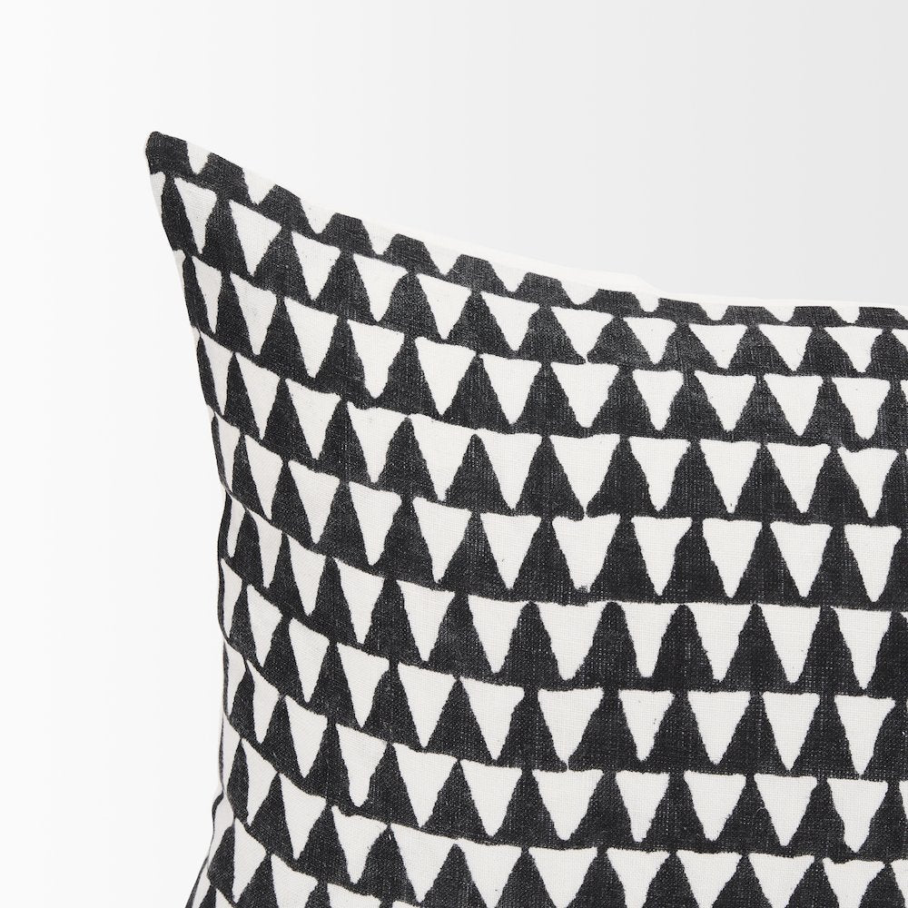 Jolie Cream w/ Black Print Linen Lumbar Decorative Pillow Cover