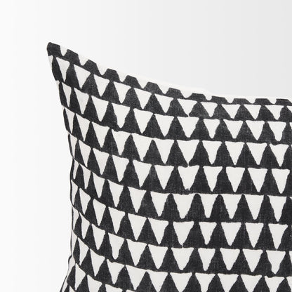 Jolie Cream w/ Black Print Linen Lumbar Decorative Pillow Cover