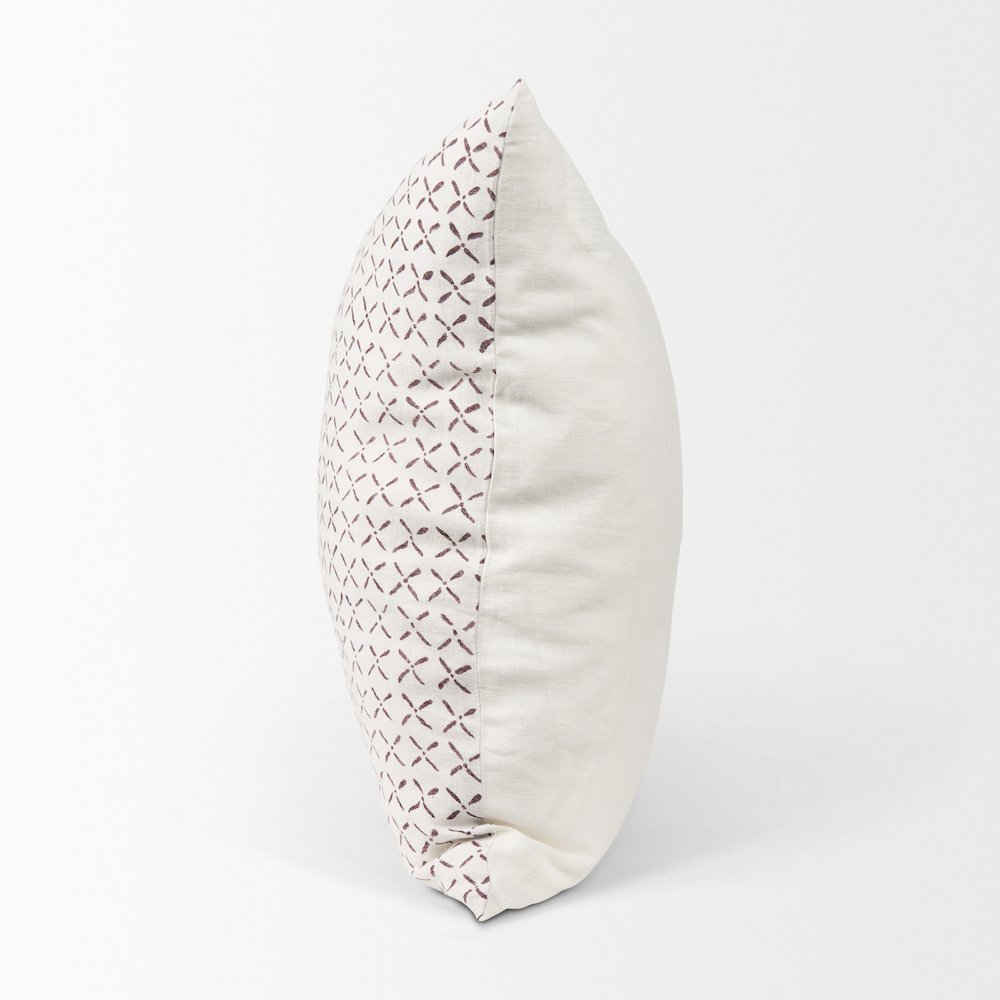 Jayden Cream w/ Merlot Print Linen Square Decorative Pillow Cover