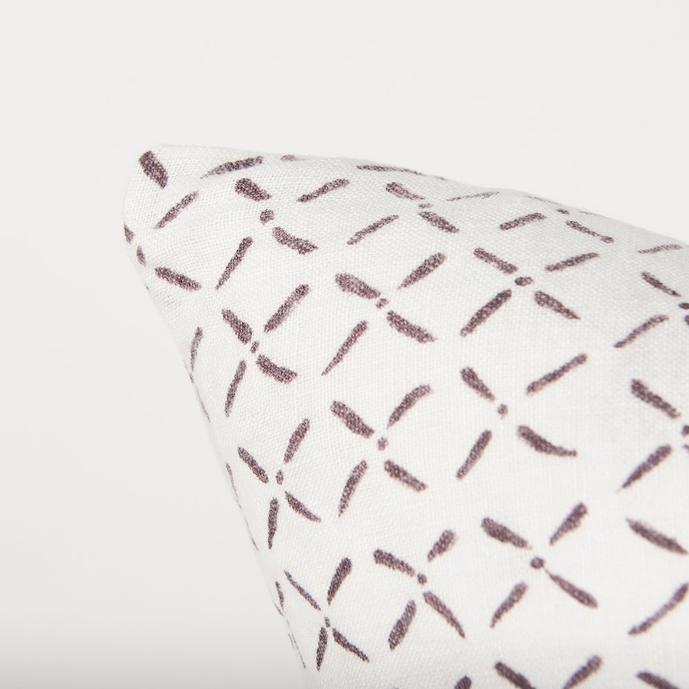 Jayden Cream w/ Merlot Print Linen Square Decorative Pillow Cover