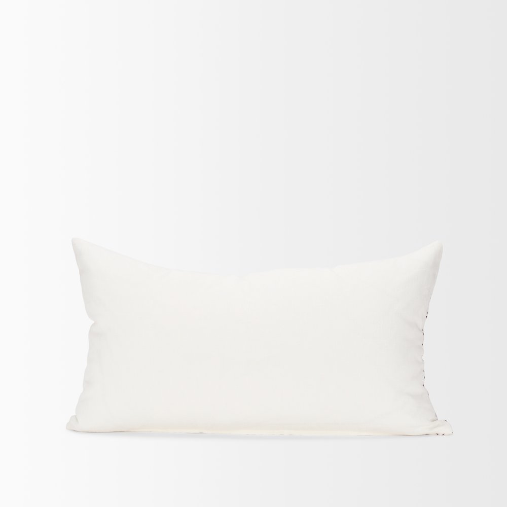 Jayden Cream w/ Merlot Print Linen Lumbar Decorative Pillow Cover