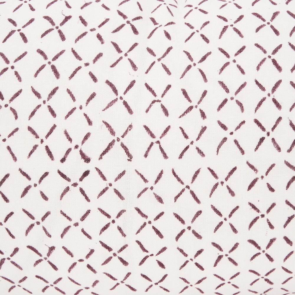 Jayden Cream w/ Merlot Print Linen Lumbar Decorative Pillow Cover
