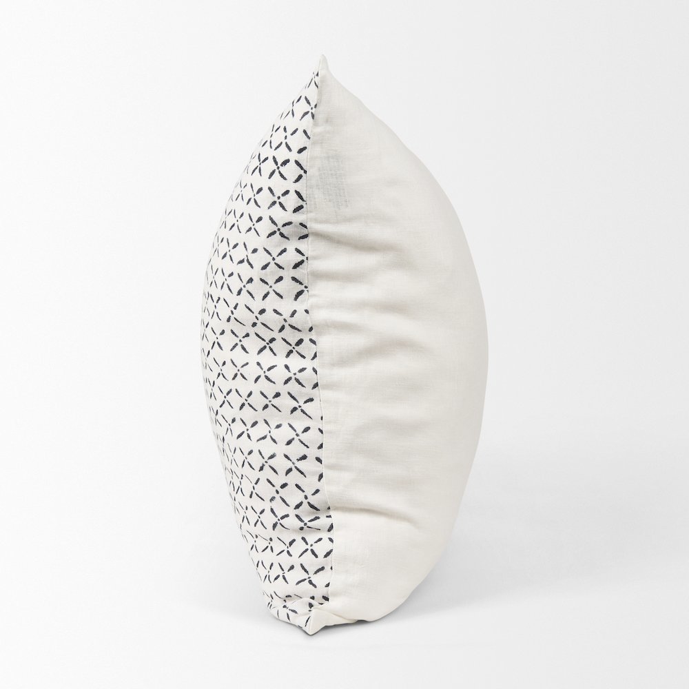 Jayden Cream w/ Black Print Linen Square Decorative Pillow Cover