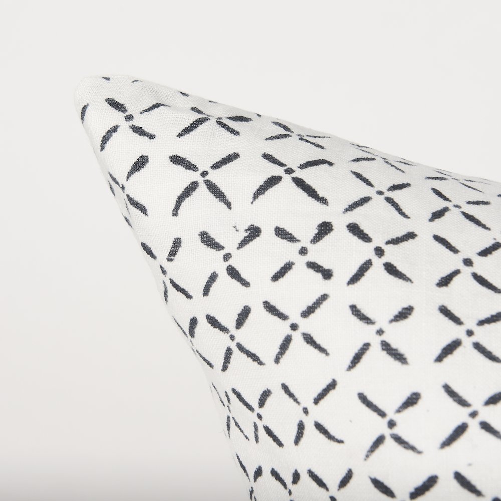 Jayden Cream w/ Black Print Linen Square Decorative Pillow Cover
