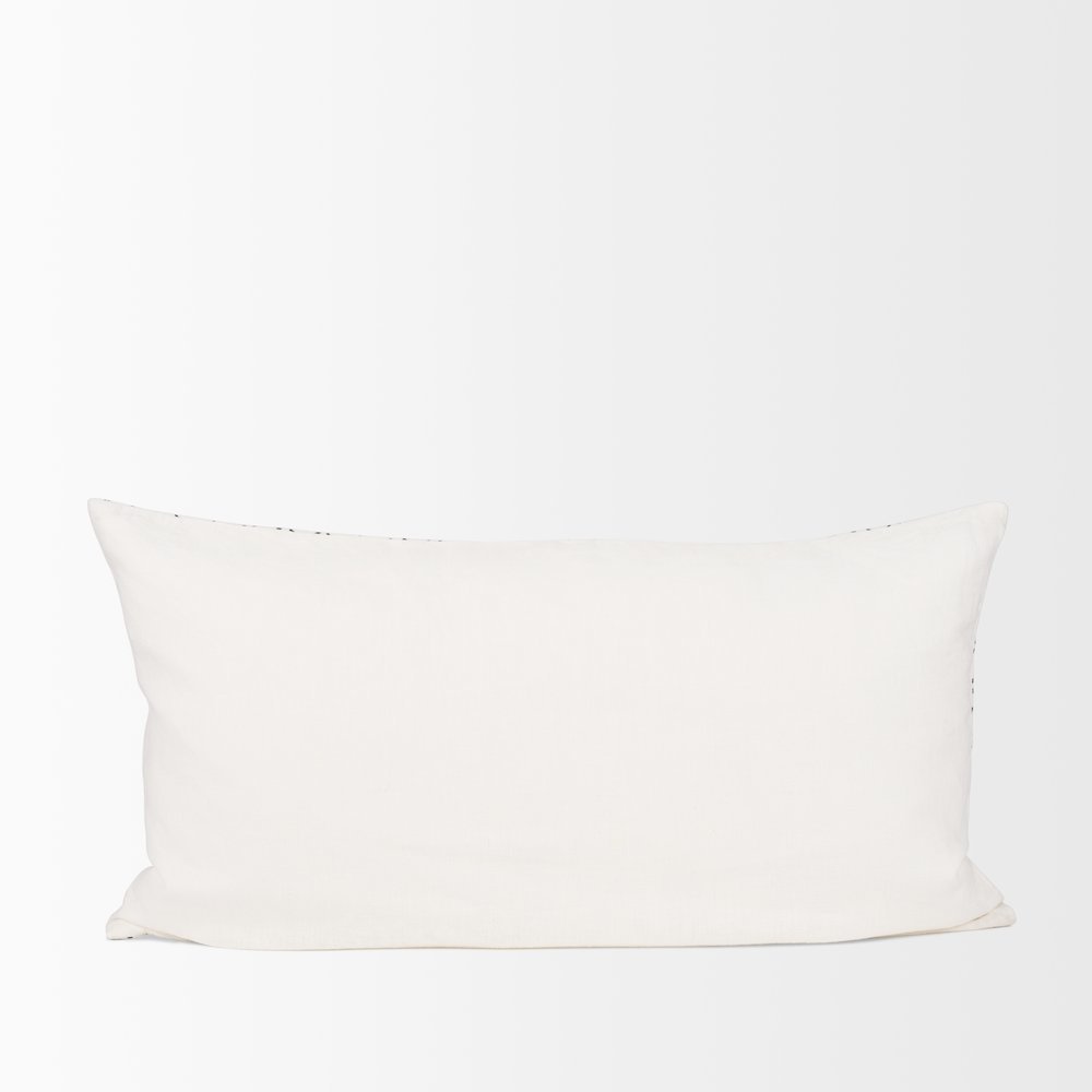 Jayden Cream w/ Black Print Linen Lumbar Decorative Pillow Cover