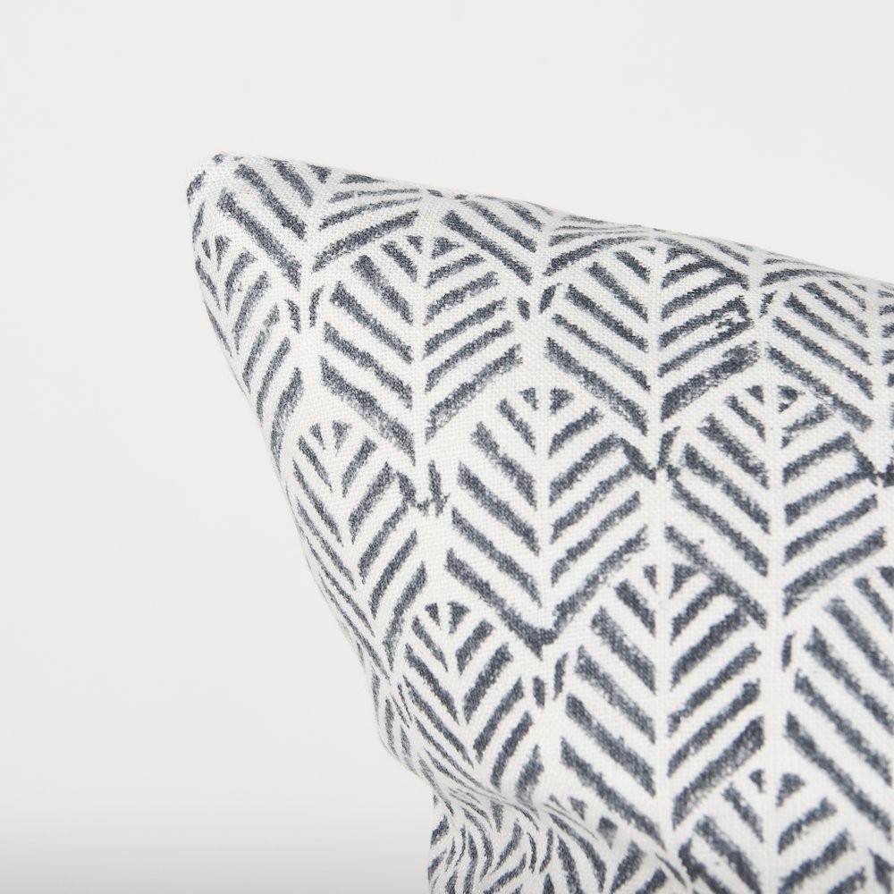 Jennelle Cream w/ Indigo Print Linen Square Decorative Pillow Cover