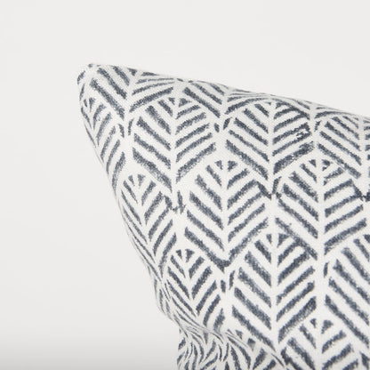 Jennelle Cream w/ Indigo Print Linen Square Decorative Pillow Cover