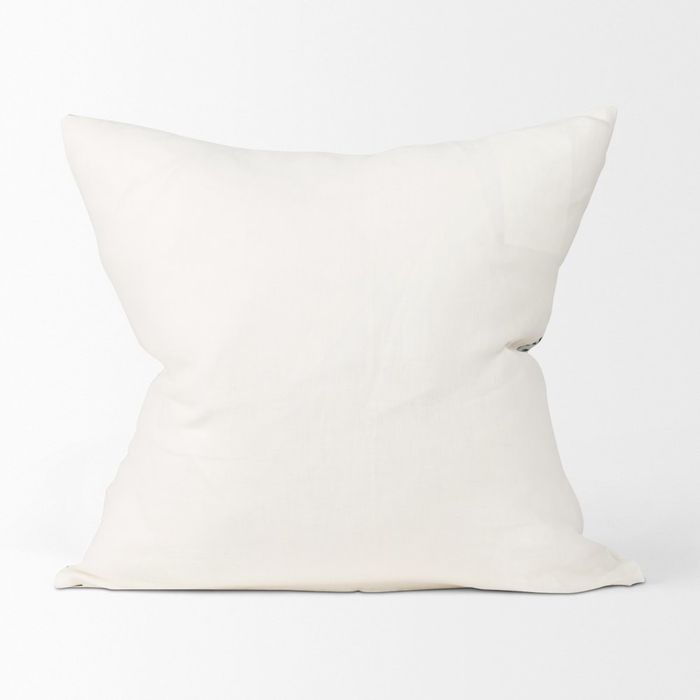 Jenna Cream w/ Black Print Linen Square Decorative Pillow Cover