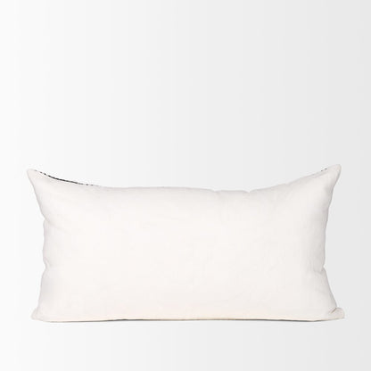 Jenna Cream w/ Black Print Linen Lumbar Decorative Pillow Cover