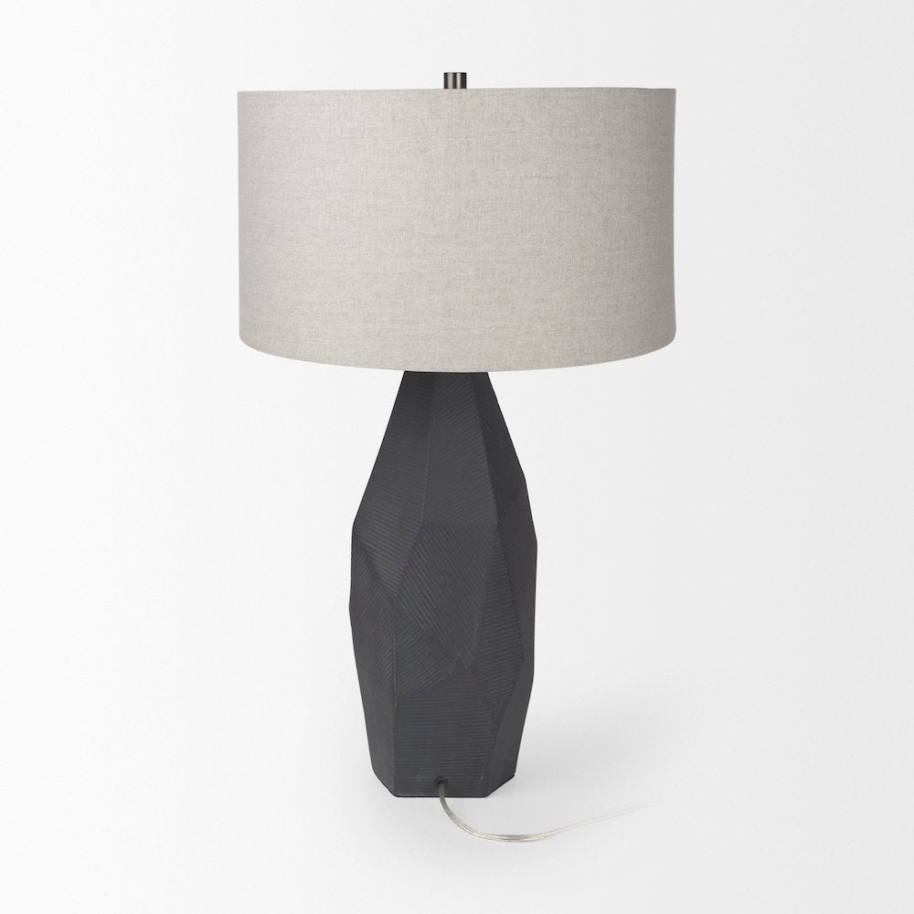 Piven Black w/ Gray Wash Textured Ceramic Table Lamp