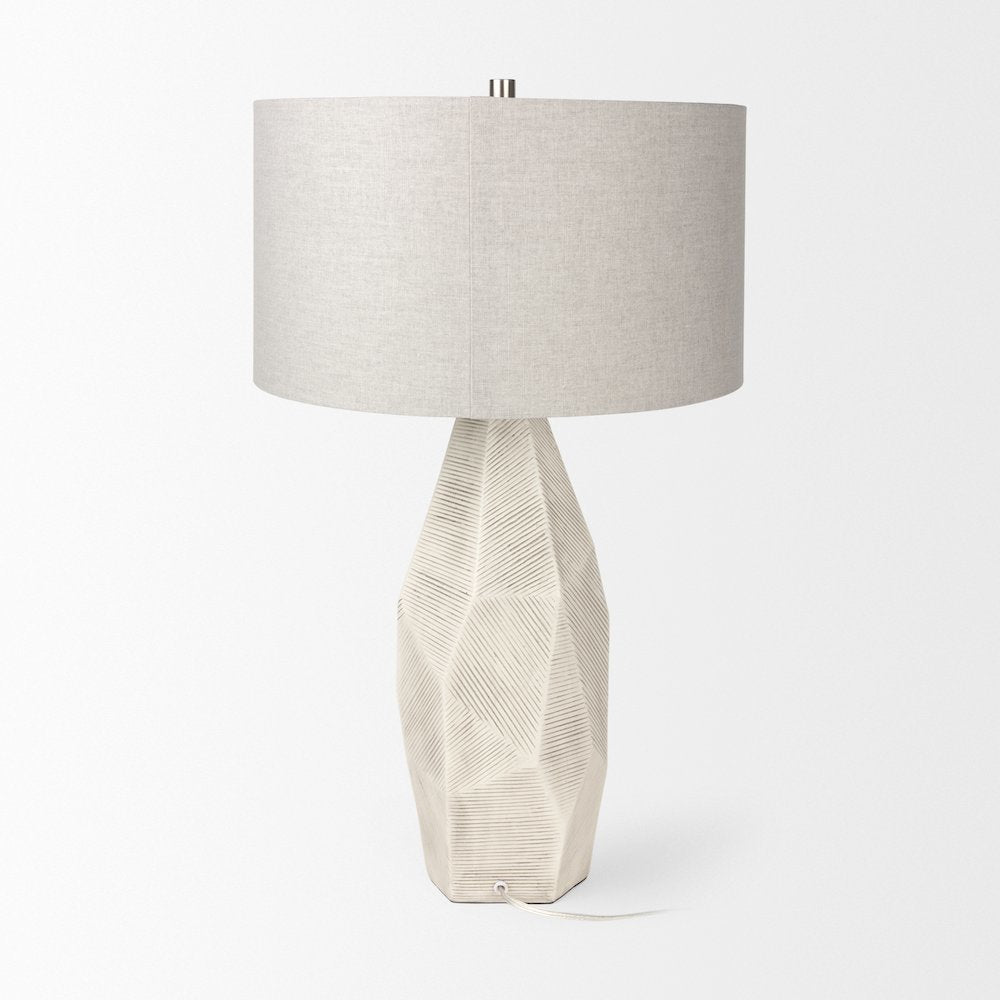 Piven White w/Antiqued Wash Textured Ceramic Table Lamp