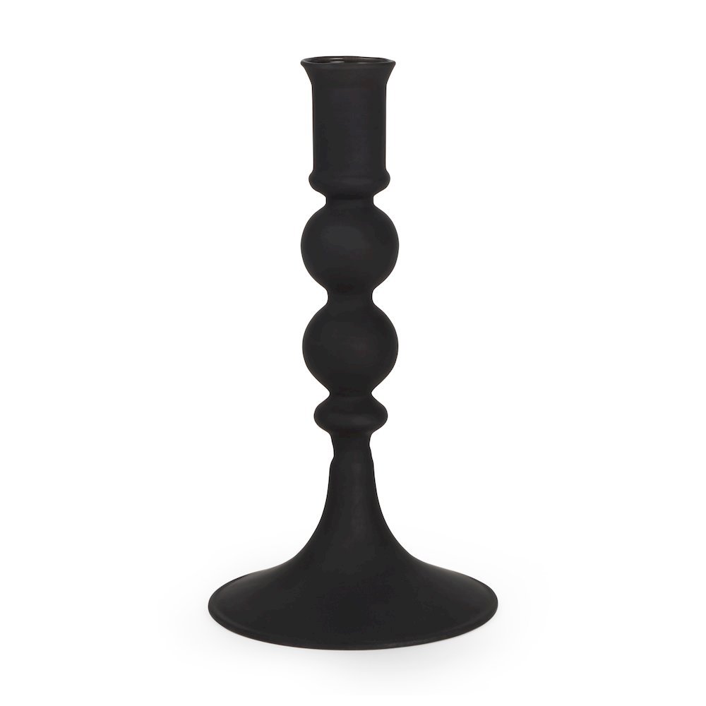 Haute Small Matte Black Blown Glass Candlestick