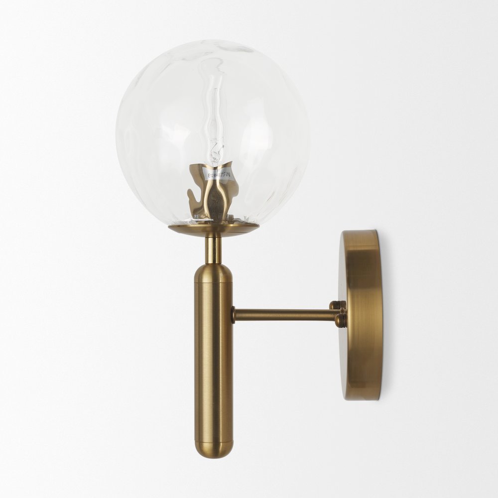 Britton Gold Metal w/ Clear Glass Globe 1-Light Wall Sconce