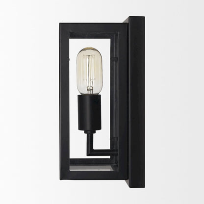 Cairn Matte Black Metal w/ Glass 1-Light Wall Sconce