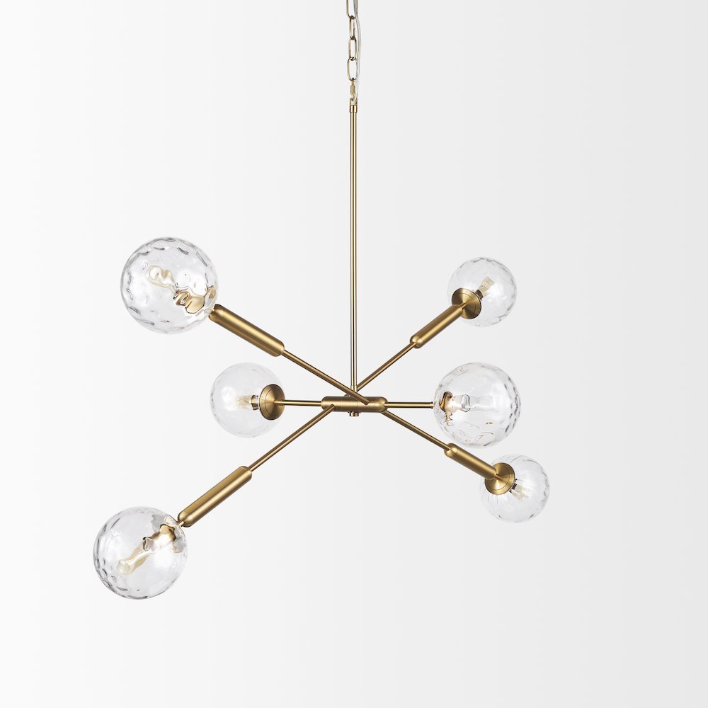 Britton Gold Metal w/ Clear Glass Globes 6-Light Chandelier