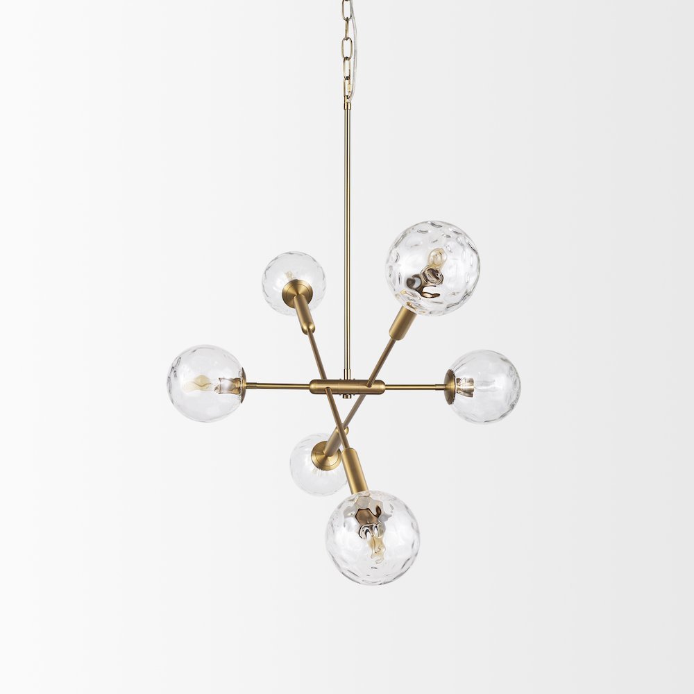 Britton Gold Metal w/ Clear Glass Globes 6-Light Chandelier