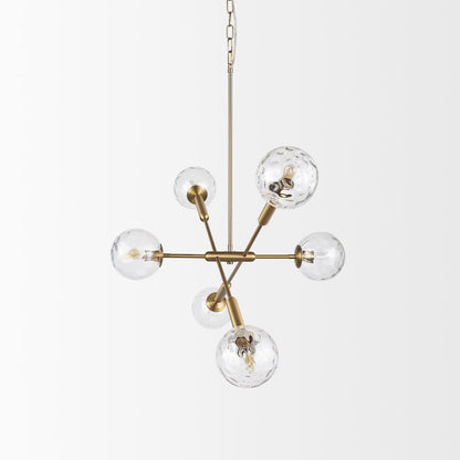 Britton Gold Metal w/ Clear Glass Globes 6-Light Chandelier