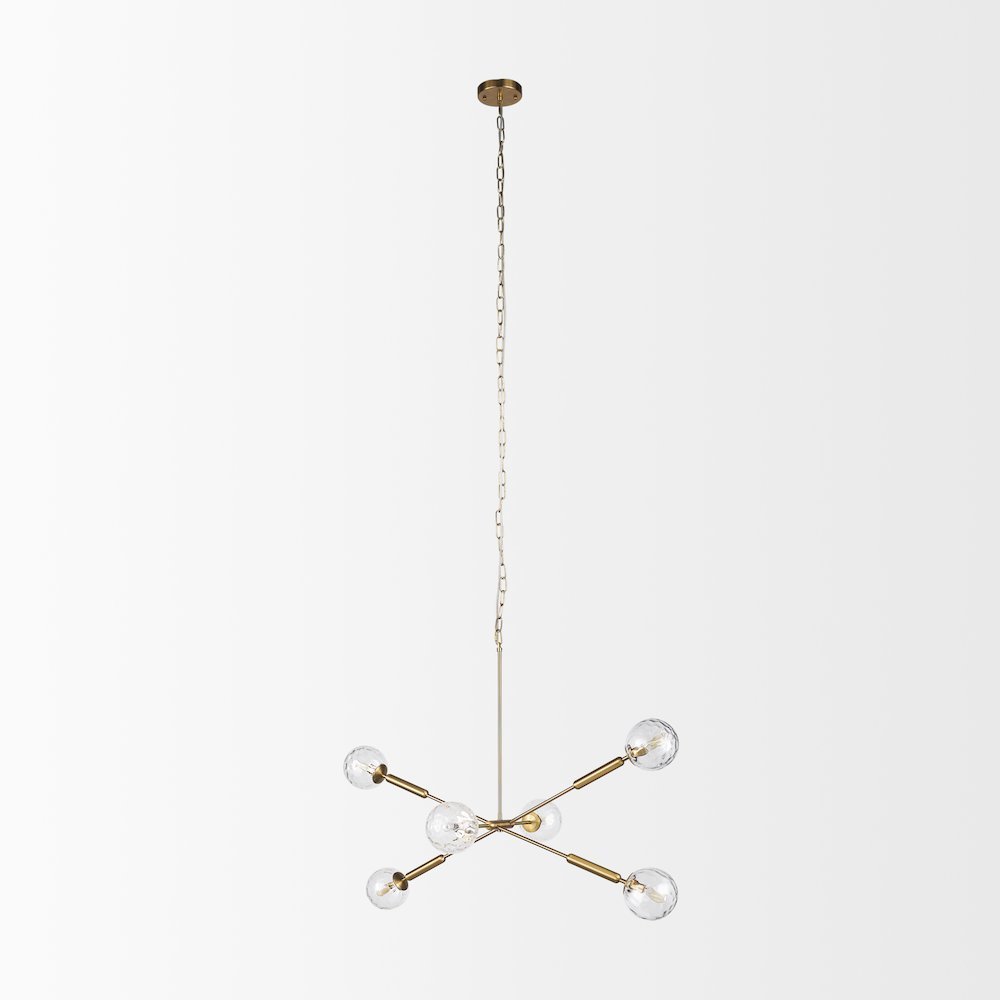 Britton Gold Metal w/ Clear Glass Globes 6-Light Chandelier