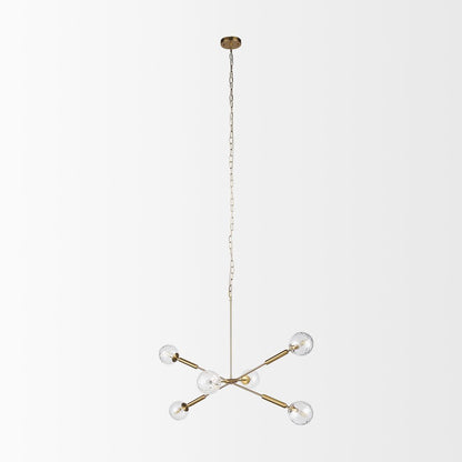 Britton Gold Metal w/ Clear Glass Globes 6-Light Chandelier