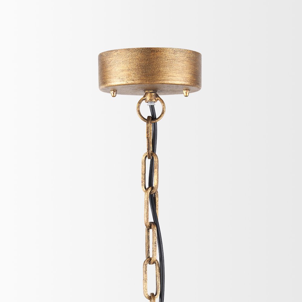 Rhone Gold Metal and Wood Beaded Chandelier