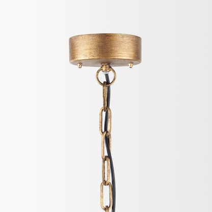 Rhone Gold Metal and Wood Beaded Chandelier