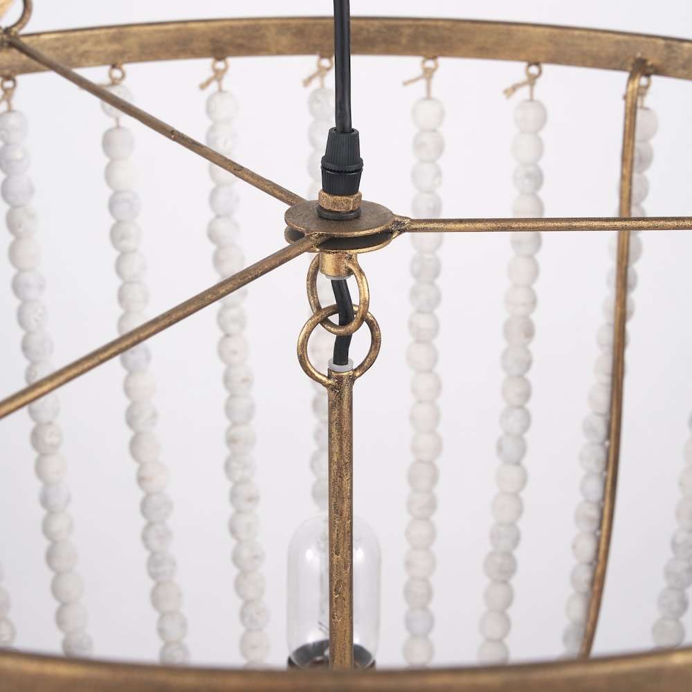 Rhone Gold Metal and Wood Beaded Chandelier